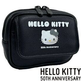 【エントリーで最大全額ポイント還元｜7/18迄】 LYNX｜リンクス HELLO KITTY ハロー・キティ 50周年 ベルトポーチ ブラック SR1426BK-9 [(約)横15×縦11×マチ4cm]