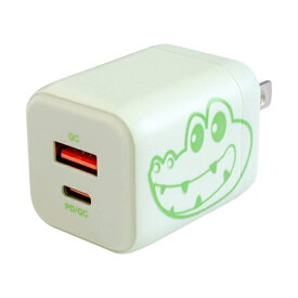 京ハヤ｜KYOHAYA PD/QC両対応　急速充電器　20W　USB-Type-A/Type-C各1ポート グリーン（ワニ） JKPD20GAGN [2ポート /USB Power Delivery対応]