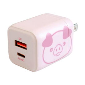 京ハヤ｜KYOHAYA PD/QC両対応　急速充電器　20W　USB-Type-A/Type-C各1ポート ピンク（ブタ） JKPD20GAPK [2ポート /USB Power Delivery対応]