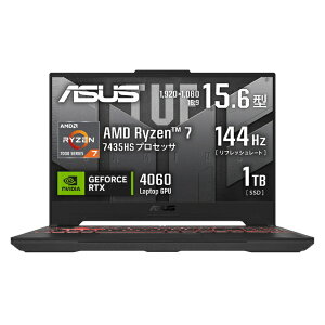 ASUSbGCX[X Q[~Om[gp\R TUF Gaming A15(RTX 4060) JO[ FA507NVR-R74R4060TBY [15.6^ /Windows11 Home /AMD Ryzen 7 /F16GB /SSDF1TB /2024N06f]