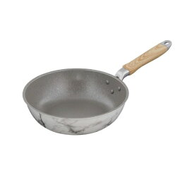LIV PLUS｜リブプラス MARBLE KITCHEN 深型フライパン 24cm ガス火専用 大理石柄 ホワイト NX-104