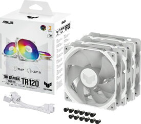 ASUS｜エイスース ケースファンx3 [120mm /2000RPM] (正回転モデル) TUF Gaming TR120 ARGB Fan - Triple Pack ホワイト TUF/GAMING/TR120/ARGB/W/3IN1