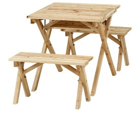 不二貿易｜Fuji Boeki BBQテーブル&ベンチセットミニ コンロスペース付 NA ナチュラル