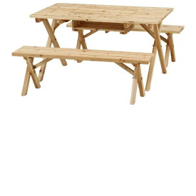 不二貿易｜Fuji Boeki BBQテーブル&ベンチセット コンロスペース付 NA ナチュラル