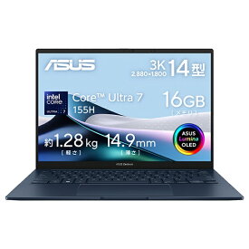 【エントリーで最大2万ポイント当たる｜2/25まで】 ASUS｜エイスース ノートパソコン Zenbook 14 OLED ポンダーブルー UX3405MA-TU7161WSBL [14.0型 /Windows11 Home /intel Core Ultra 7 /メモリ：16GB /SSD：1TB /Office Home and Business /2024年6月モデル]