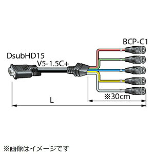 CANARE�b�J�i���d�C 5VDS10A-1.5C 10m VGA�P�[�u�� �i�v���O�A���h�v���C��Ή��j �����xDsub15P�i�I�X�j - BNC�i�I�X�j ��