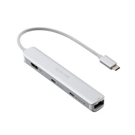 【エントリーで最大全額ポイント還元｜7/18迄】 ELECOM｜エレコム ［USB-C オス→メス HDMI / LAN / USB-Ax2 / USB-Cx2］ USB PD対応 100W ドッキングステーション シルバー DST-C30SV [USB Power Delivery対応]