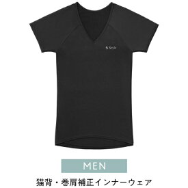 MTG｜エムティージー 姿勢サポートギア Style BX Innerwear（Vネック半袖）L スタイル Style ブラック YS-BR-03C-L [メンズ /Lサイズ]