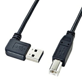サンワサプライ｜SANWA SUPPLY 1.0m USB2.0ケーブル 【A（L型）】⇔【B】 Aコネクタ両面挿しタイプ（ブラック）　KU-RL1[KURL1]