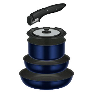 【エントリーで最大全額ポイント還元|11/5迄】 サーモス|THERMOS 取っ手のとれるフライパン5点セットEA ディープブルー KSE-5A-DPBL