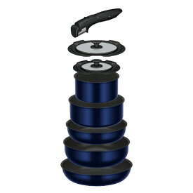 【エントリー2倍｜対象ユーザー限定 2/10まで】 サーモス｜THERMOS 取っ手のとれるフライパン8点セットEA ディープブルー KSE-8A-DPBL