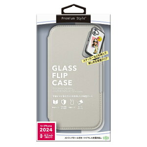 PGA�b�s�[�W�[�G�[ iPhone 16�i6.1�C���`�j�K���X�t���b�v�P�[�X Premium Style �T�t�B�A�[�m��/�O���[ PG-24AGF05GY