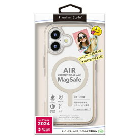 PGA｜ピージーエー iPhone 16（6.1インチ）MagSafe対応 エアクッションケース Premium Style モカ PG-24AMGPTA02BE