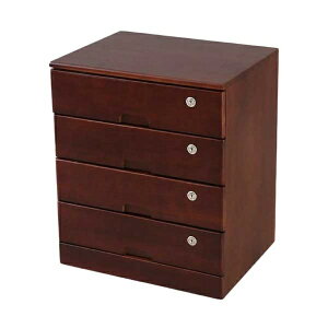 オスマック|OSMAC リビング チェスト キャスター付き 4段 全段カギ付き ブラウン TIK-464