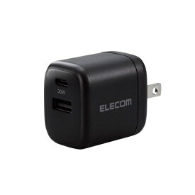 ELECOM｜エレコム USB Type-C コンセント 充電器 PD 30W 急速充電 USB-C ×1 USB-A ×1 折りたたみプラグ 小型 軽量 【 iPhone iPad Android Xperia Galaxy AQUOS Pixel スマホ タブレット 等対応 】 GaN採用 PSE認証品 ブラック MPA-ACCP30XBK