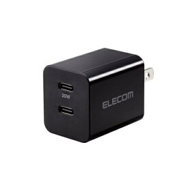 ELECOM｜エレコム USB Type-C コンセント 充電器 PD 20W 急速充電 USB-C ×2 折りたたみプラグ 小型 軽量 【 iPhone iPad Android Xperia Galaxy AQUOS Pixel スマホ タブレット 等対応 】 PSE認証品 ブラック MPA-ACCP35XBK