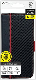 エアージェイ｜air-J iPhone 16（6.1インチ）Magsafe対応手帳型ケース カーボン/レッド ACP24PBCBR