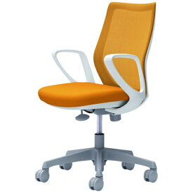 オカムラ｜OKAMURA オフィスシーティング CG-M [メッシュタイプ /ホワイトフレーム] デザインアーム(ナイロンキャスター) オレンジ CG21WR-FZK8