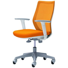 オカムラ｜OKAMURA オフィスシーティング CG-M [メッシュタイプ /ホワイトフレーム] アジャストアーム(ゴムキャスター) オレンジ CG91XR-FZK8
