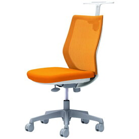 オカムラ｜OKAMURA オフィスシーティング CG-M [メッシュタイプ /ホワイトフレーム /ハンガー付] 肘なし(ナイロンキャスター) オレンジ CG12WR-FZK8