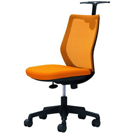 オカムラ｜OKAMURA オフィスシーティング CG-M [メッシュタイプ /ブラックフレーム /ハンガー付] 肘なし(ナイロンキャスター) オレンジ CG12ZR-FZK8