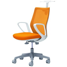 オカムラ｜OKAMURA オフィスシーティング CG-M [メッシュタイプ /ホワイトフレーム /ハンガー付] デザインアーム(ナイロンキャスター) オレンジ CG22WR-FZK8