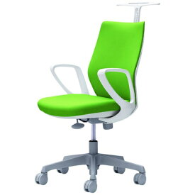 オカムラ｜OKAMURA オフィスシーティング CG-M [パッドタイプ /ホワイトフレーム /ハンガー付] デザインアーム(ナイロンキャスター) ライムグリーン CG28WR-FZH5