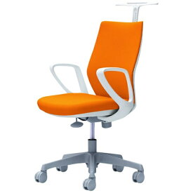 オカムラ｜OKAMURA オフィスシーティング CG-M [パッドタイプ /ホワイトフレーム /ハンガー付] デザインアーム(ナイロンキャスター) オレンジ CG28WR-FZH8