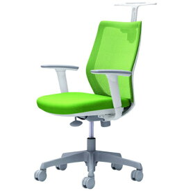 オカムラ｜OKAMURA オフィスシーティング CG-M [メッシュタイプ /ホワイトフレーム /ハンガー付] アジャストアーム(ナイロンキャスター) ライムグリーン CG92WR-FZK5