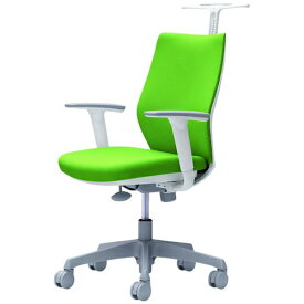 オカムラ｜OKAMURA オフィスシーティング CG-M [パッドタイプ /ホワイトフレーム /ハンガー付] アジャストアーム(ナイロンキャスター) ライムグリーン CG98WR-FZH5