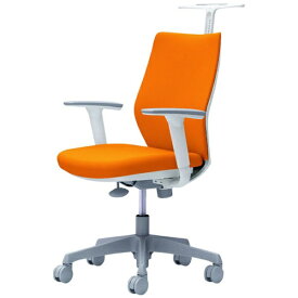 オカムラ｜OKAMURA オフィスシーティング CG-M [パッドタイプ /ホワイトフレーム /ハンガー付] アジャストアーム(ナイロンキャスター) オレンジ CG98WR-FZH8