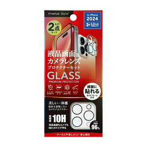 PGAbs[W[G[ iPhone 16 Proi6.3C`j tSʕیKX ph~PETt[ JveN^[Zbg Premium Style  PG-24BGLFPST