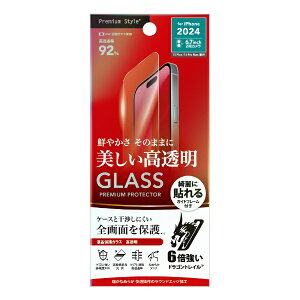 PGA�b�s�[�W�[�G�[ iPhone 16 Plus�i6.7�C���`�j �t���ی�K���X Dragontrail Premium Style ������ PG-24CGL01CL