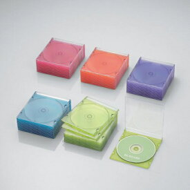 ELECOM｜エレコム Blu-ray/DVD/CD対応 スリムケース 1枚収納×50 5色 CCD-JSCS50ASO[CCDJSCS50ASO]