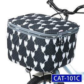 カワスミ｜Kawasumi 2段式前カゴカバー ネコ柄シリーズ ホワイトキャット CAT-101C