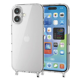 ELECOM｜エレコム iPhone 16（6.1インチ）ハイブリッドケース ストラップホール付き クリア PMA24AHVCKSHCR