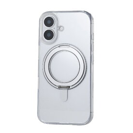 ELECOM｜エレコム iPhone 16（6.1インチ）ハイブリッドケース MAGKEEP スタンド シルバー PMA24AMAGSTGY
