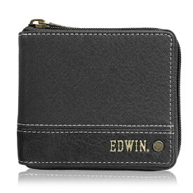 ファインプラス｜FINE PLUS 切替合皮 ラウンドジップ 二つ折財布 EDWIN BLACK 22269258