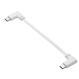 ELECOM｜エレコム USB Type-C ケーブル &lt; USB-C to USB-C &gt; 短い 0.1m L字 フラット PD 60W 急速充電 【 タイプC ポート搭載 iPhone Android Galaxy Xperia iPad MacBook 等対応 】 モバイルバッテリー 向け 充電ケーブル ホワイト MPA-CCLL01WH