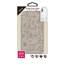 PGA｜ピージーエー iPhone 16用 ガラスフリップケース Premium Style くまのプーさん PG-D24AGF04POO