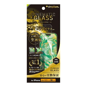 gjeBbTrinity iPhone 16 Proi6.3C`j mCinematic Glassn P[XƂ̑Q EgNA SKX ʕی십KX  TR-IP24M3-GLS-GO2ARC
