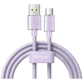 Mcdodo｜マクドド Type-A to Type-C 6A 100W QC2.0/3.0/4.0 Transparent Data Cable 1.2m パープル BMDCA365-12-PL