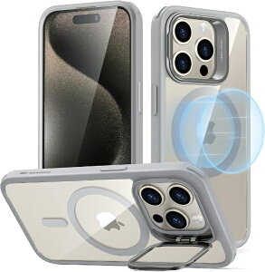 �C�[�G�X�A�[���bESR iPhone 15 Pro�i6.1�C���`�j�X�^���h�t�n�C�u���b�h�P�[�X ESR Clear Grey ClassicHybridCasewithStandHaloLockforiPhone15Pro