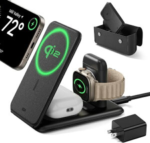 yGg[ōőSz|CgҌb9/11z C[GXA[bESR Qi2AMagSafeΉCXgx[d ESR Black Qi23-in-1TravelWirelessChargingSet [USB Power DeliveryΉ /3|[g /15W]