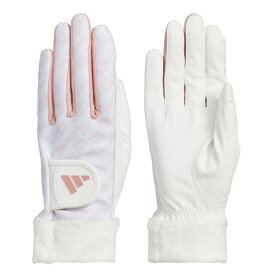 アディダス｜adidas ゴルフグローブ ウォーム コンフォート グローブ ホワイト×セミピンクスパーク JTY38 [レディース /両手装着用 /Mサイズ]