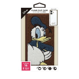 PGA｜ピージーエー iPhone 16用 クリアフリップケース Premium Style ドナルドダック PG-D24ACF03DND