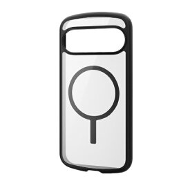 ELECOM｜エレコム Google Pixel 9 ケース ハイブリッド カバー 衝撃吸収 軽量 薄型 カメラレンズ保護設計 磁力装着ワイヤレス充電可 ストラップホール付 背面クリア ストラップホールシート付 TOUGH SLIM LITE ブラック PM-P242TSFCMBK1