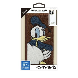 PGA｜ピージーエー iPhone 16 Pro用 クリアフリップケース Premium Style ドナルドダック PG-D24BCF03DND