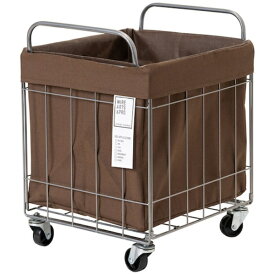 メルクロス｜MERCROS 折りたたみ可能ランドリーバスケットワイド　キャスター付き　40L　ブラウン 6300046493 【メーカー直送・代金引換不可・時間指定・返品不可】