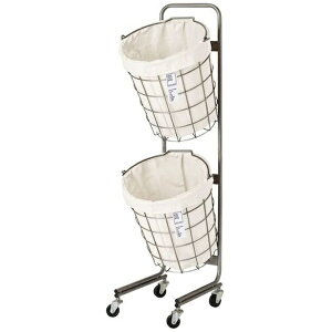 【エントリーで最大全額ポイント還元|11/5迄】 メルクロス|MERCROS ランドリーバスケット キャスター付き 2段 ラウンド 25L×2 ホワイト 6300046479 【メーカー直送・代金引換不可・時間